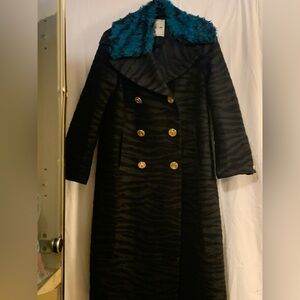 KENZO X HM Black Animal Print Zebra / Tiger Long Sleeve Coat